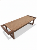 Modern Solid wood Woven Rope Bench - Side View