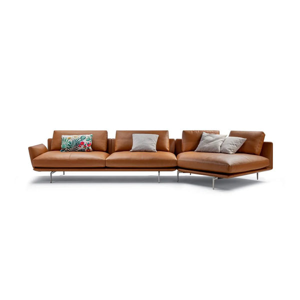 Modern Tan Leather Sofa