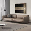 Modern Taupe Leather Sofa – Minimalist Couch with Sleek Lines