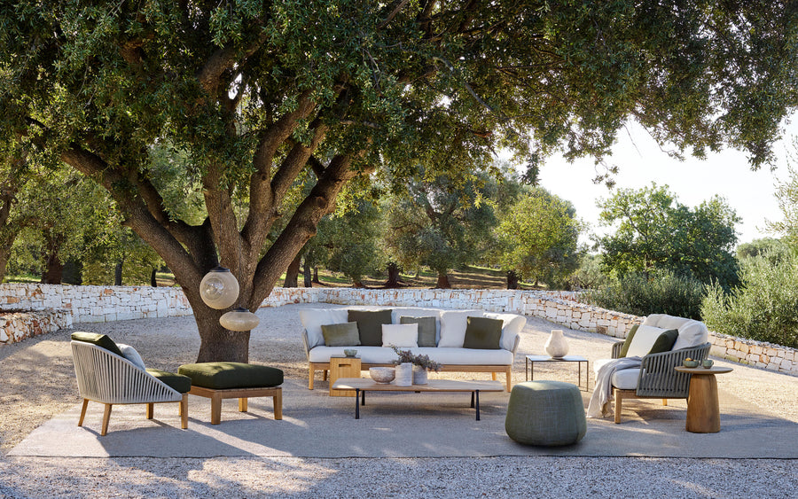 Modern Teak & Olefin Rope Outdoor Lounge Set - Main View