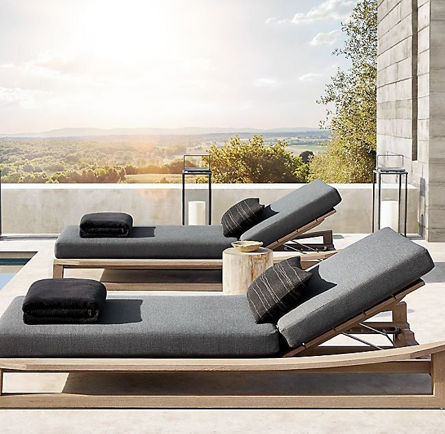 Modern Teak Sun Lounger - Main View