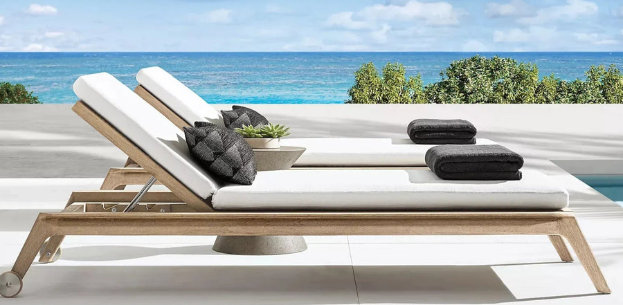 Modern Teak Sun Lounger - Main View