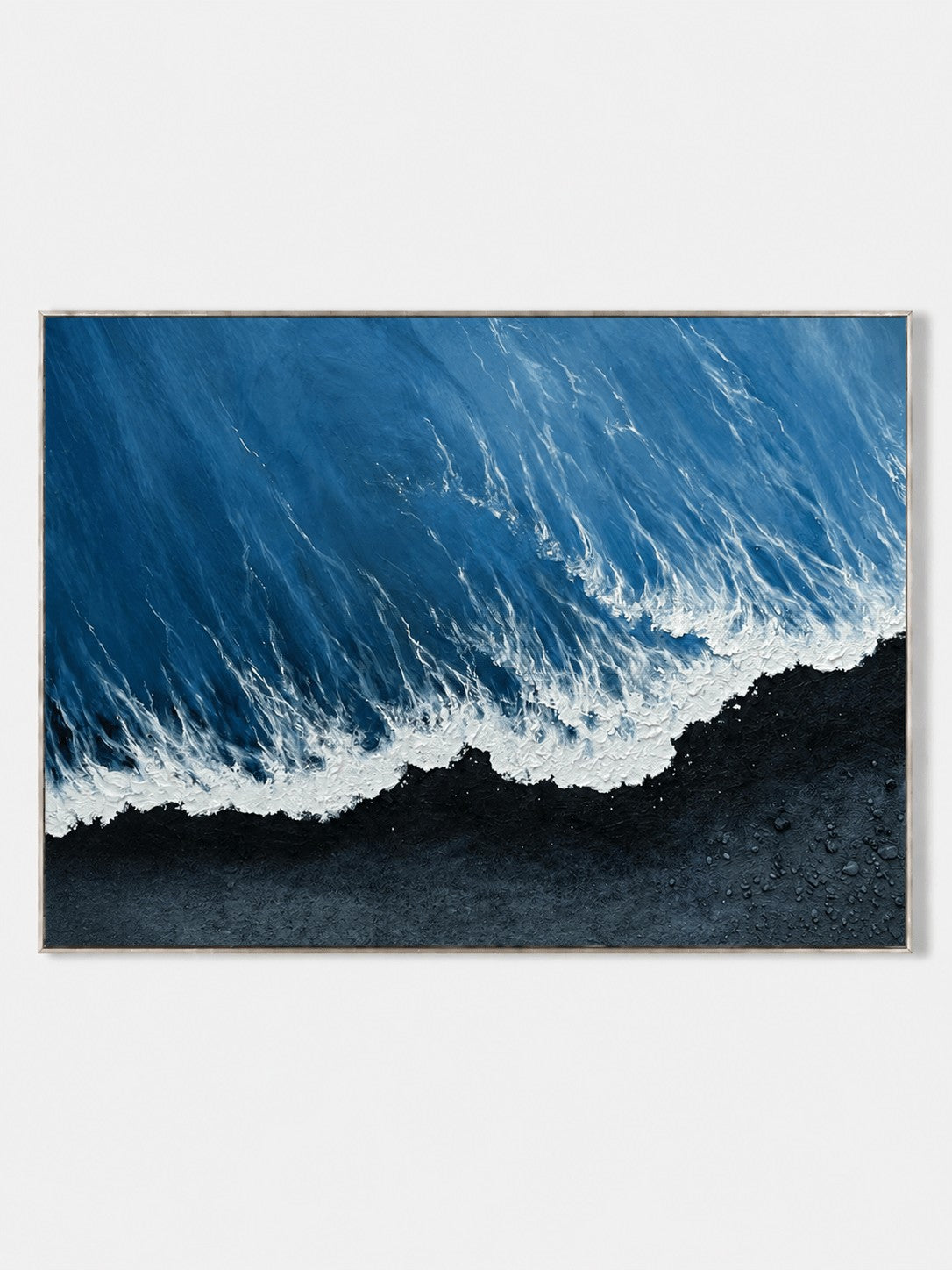 Modern Textured Black Sand Ocean Wave Wall Art