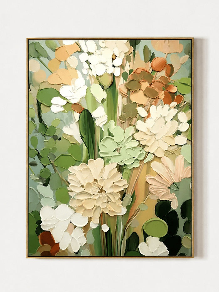 Modern Textured Botanical Wall Art, Sage Meadow Bloom