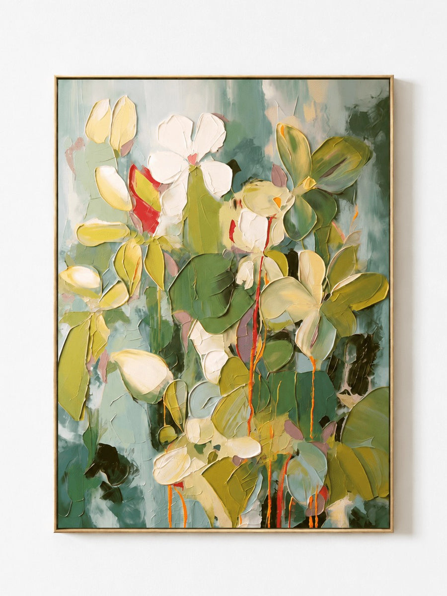 Modern Textured Botanical Wall Art, Verdant Garden Bloom