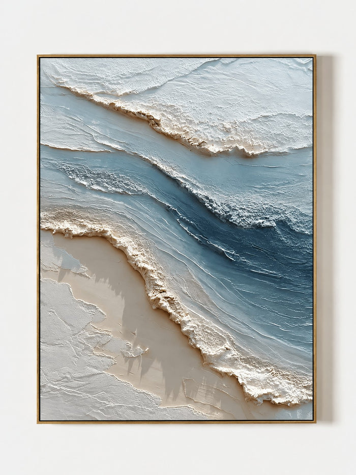 Modern Textured Breaking Wave Painting