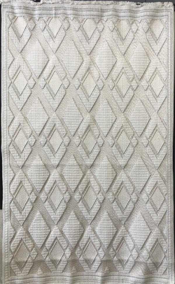 Modern cream and beige textured diamond area rug with sculpted geometric pattern 1.5x2.25m