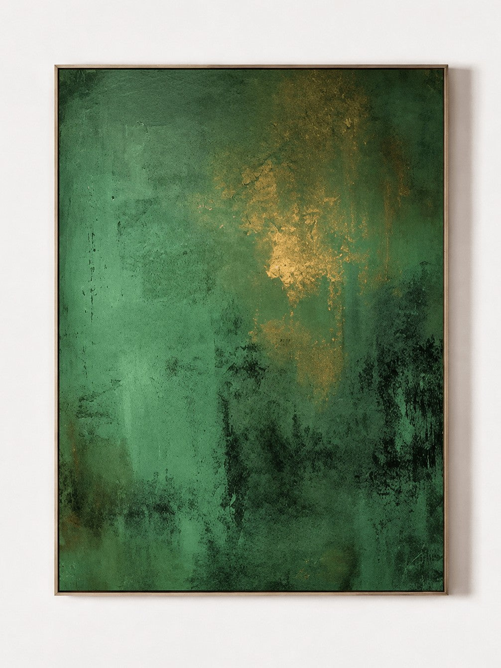 Modern Textured Emerald Green Abstract Wall Art