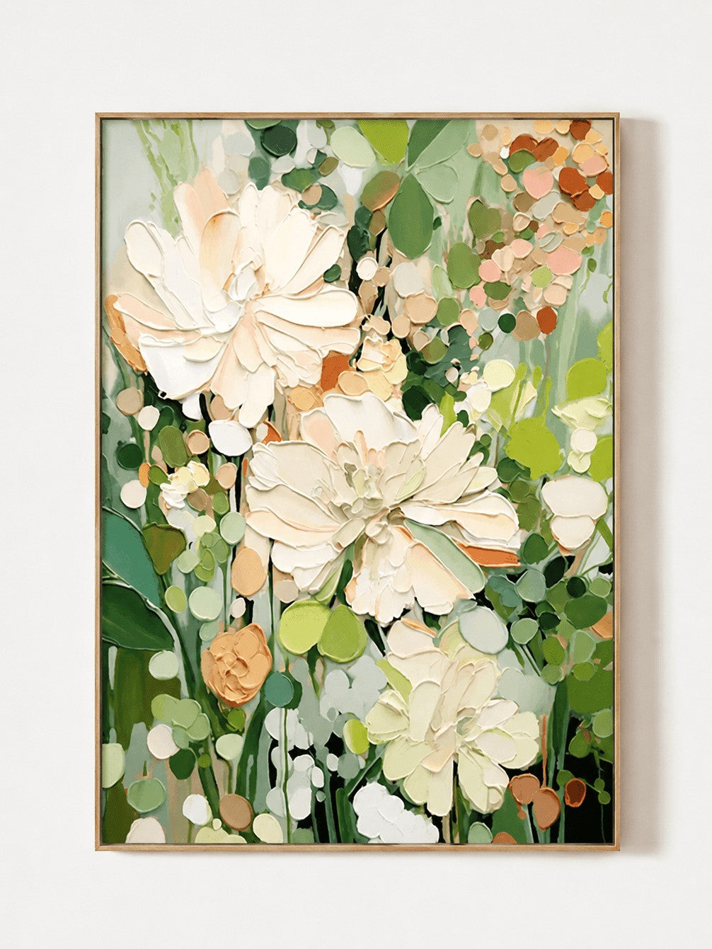 Modern Textured Floral Wall Art, Ivory Garden Bloom