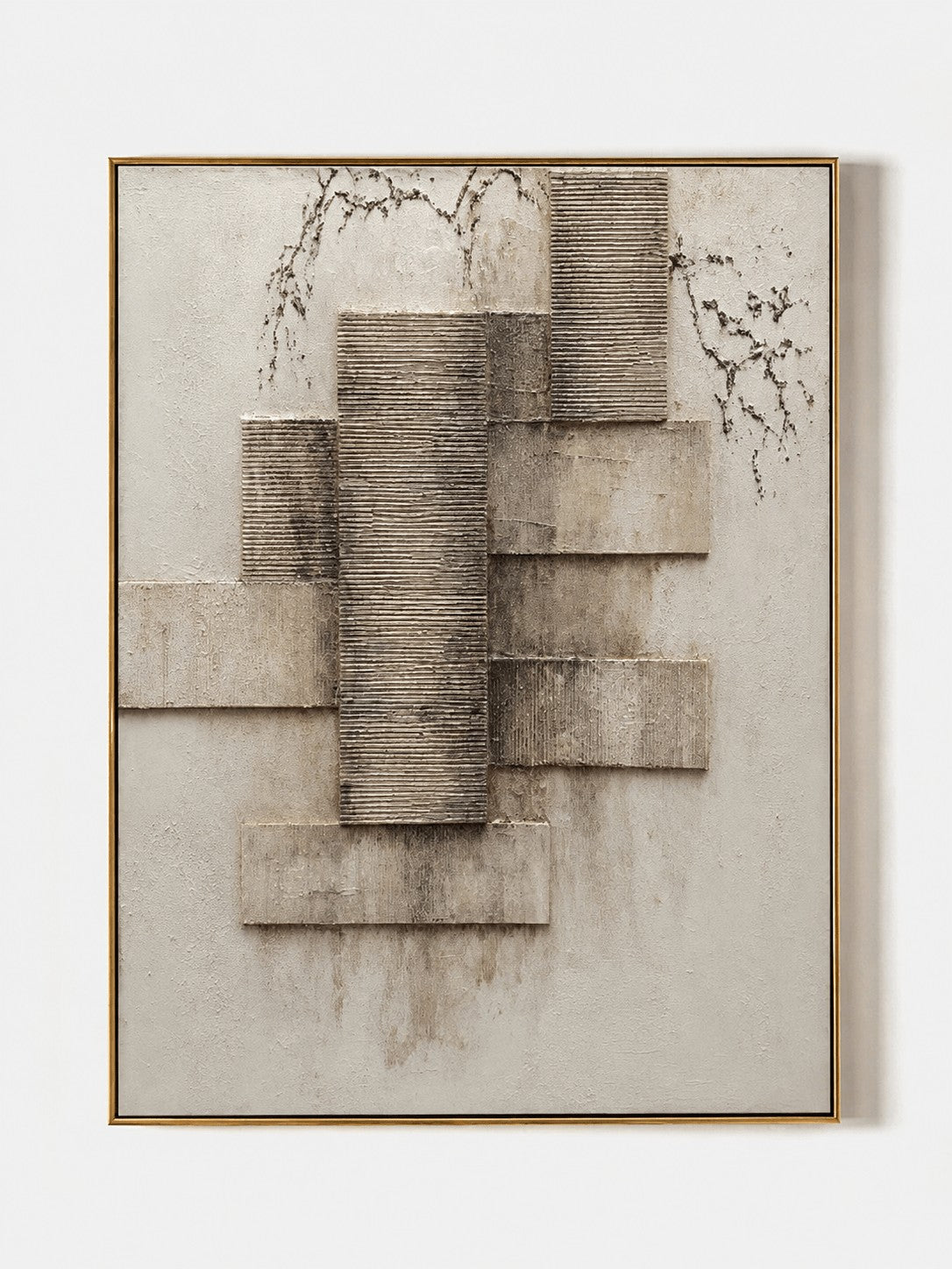 Modern Textured Geometric Wall Art, Architectural Stone Layers