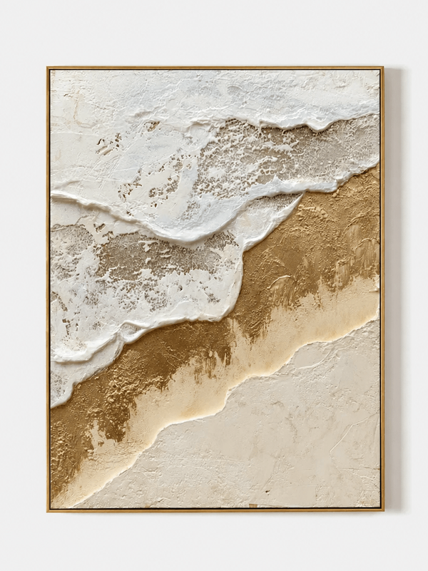 Modern Textured Gold Ocean Waves Wall Art