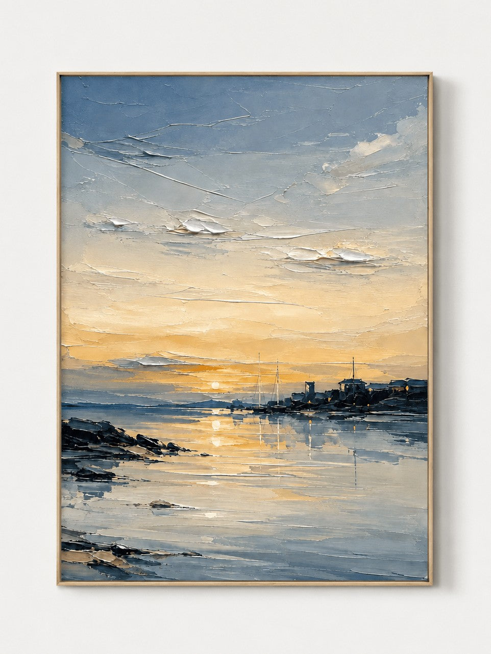 Modern Textured Harbor Sunset Wall Art