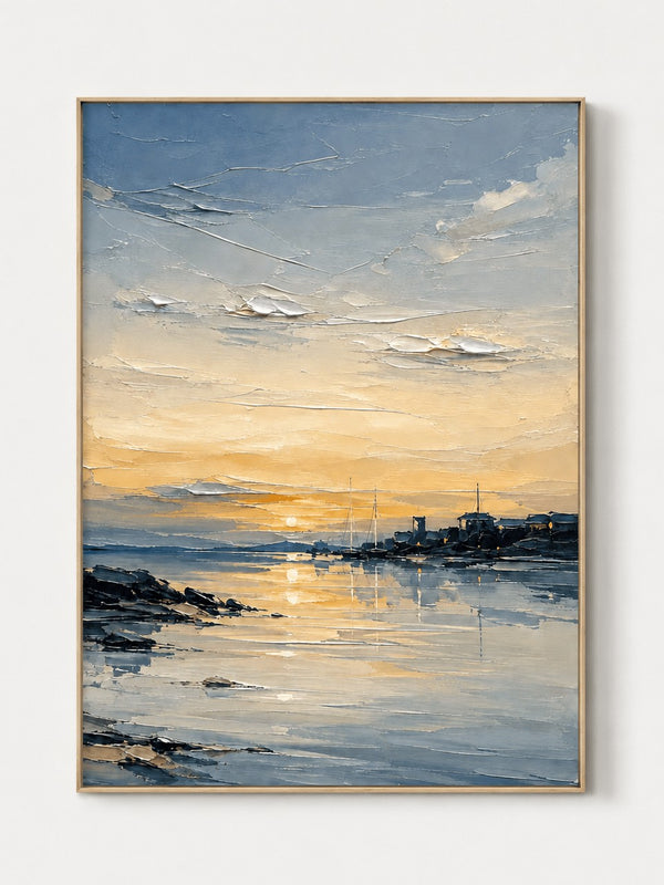 Modern Textured Harbor Sunset Wall Art