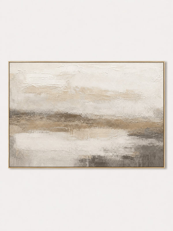 Modern Textured Landscape Wall Art, Quiet Ivory Horizon