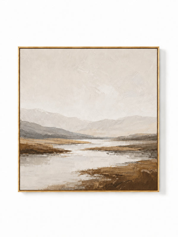 Modern Textured Landscape Wall Art, Quiet Mountain Valley