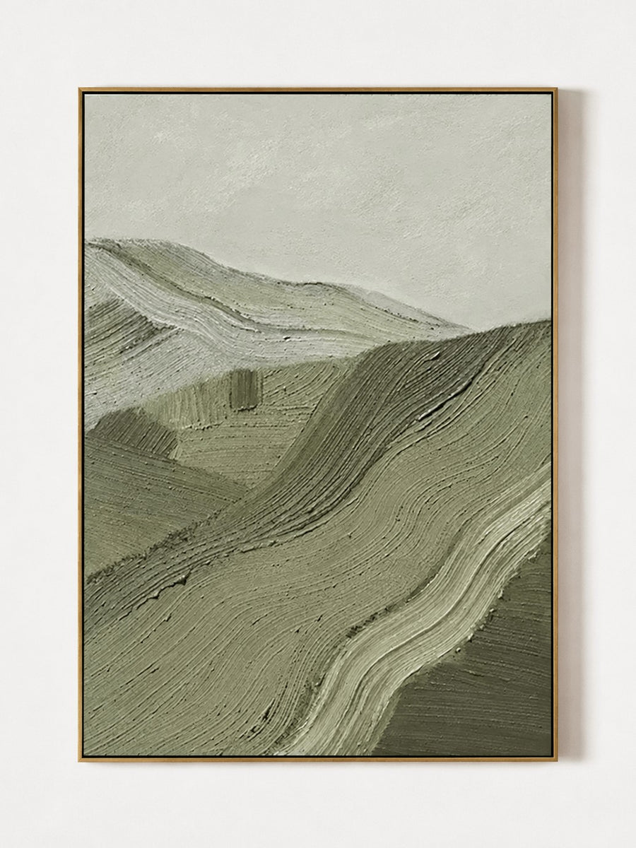 Modern Textured Landscape Wall Art, Sage Valley Contours