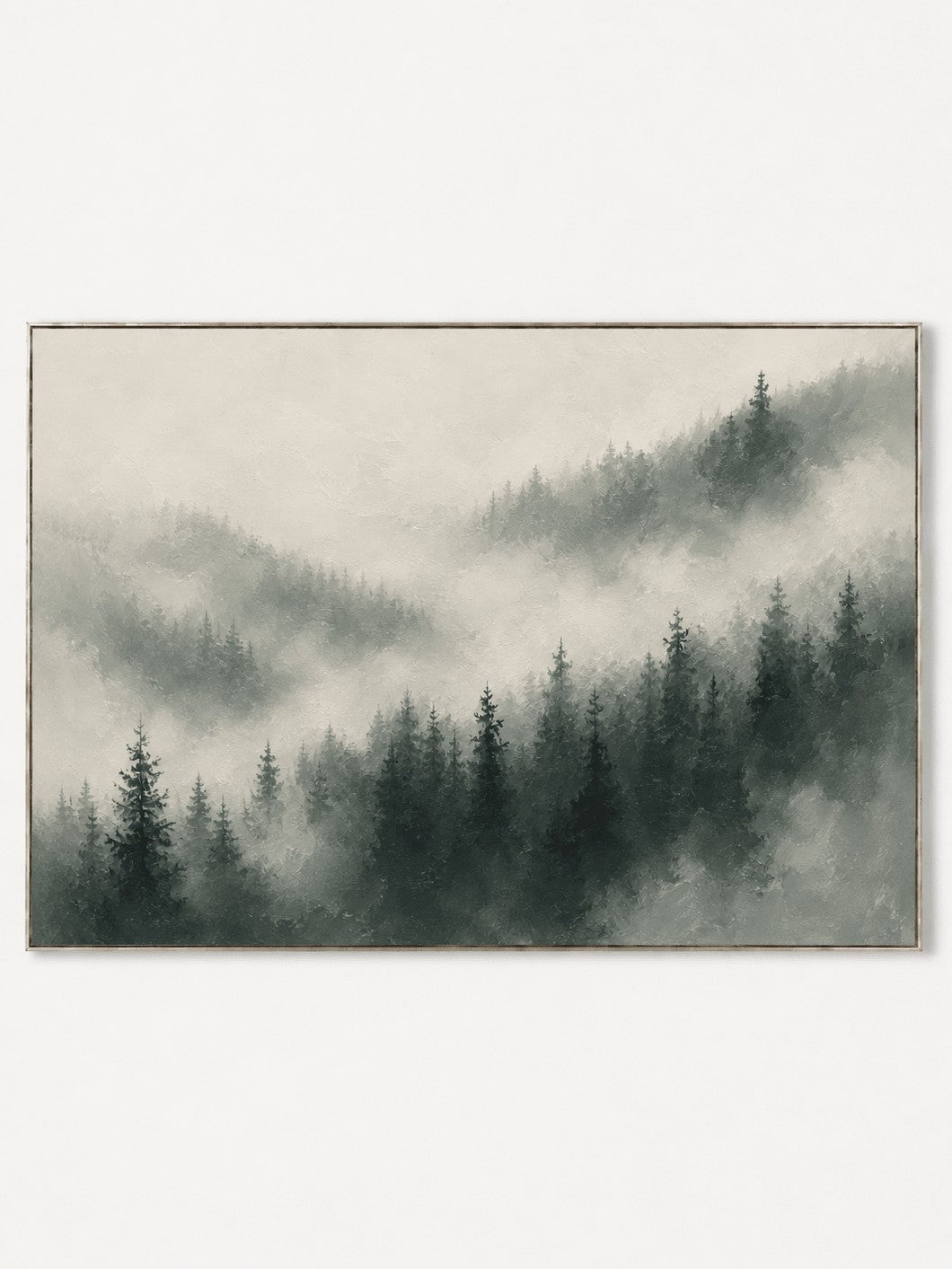 Modern Textured Misty Pine Forest Wall Art