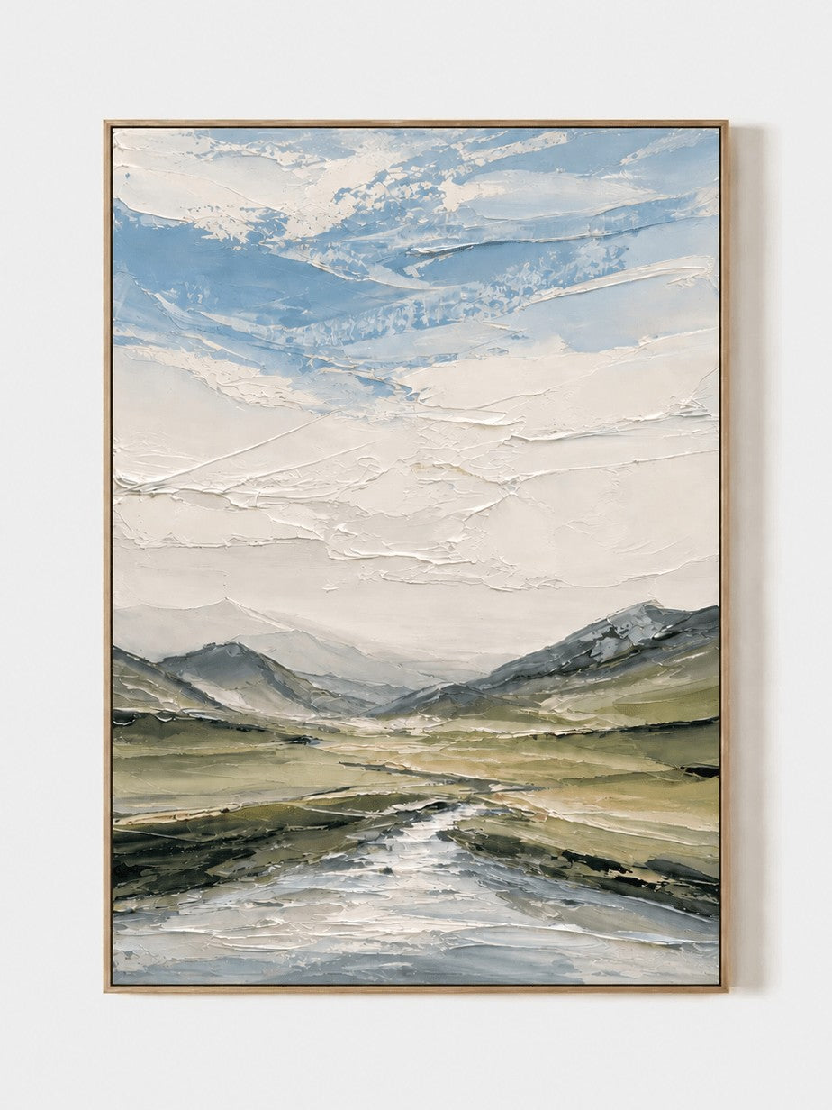 Modern Textured Mountain Valley Landscape Wall Art