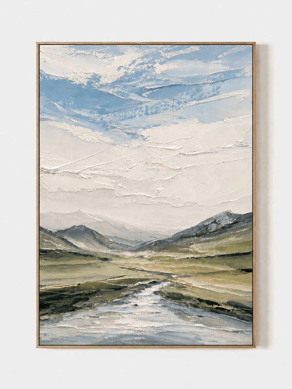 Modern Textured Mountain Valley Landscape Wall Art