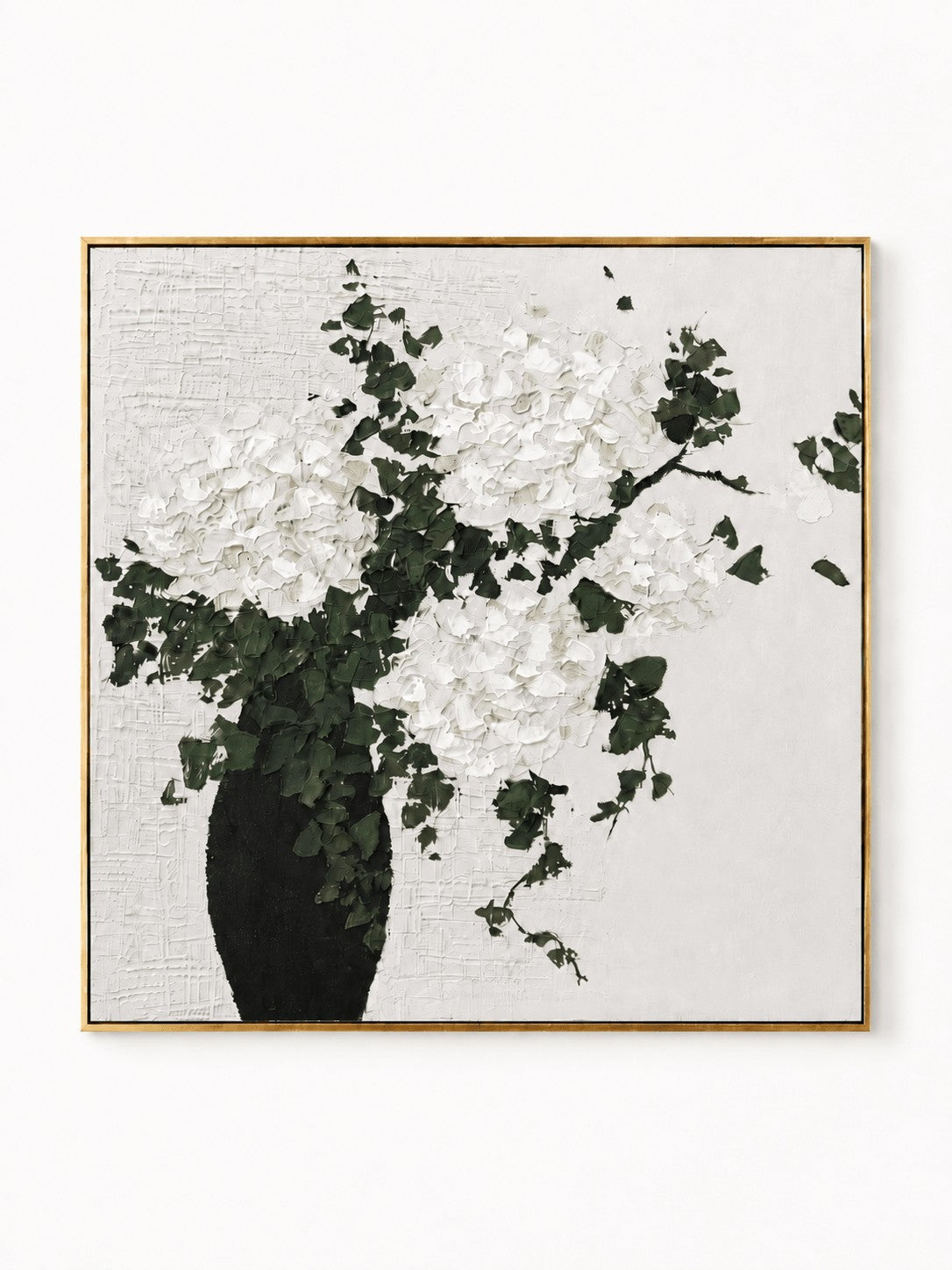 Modern Textured White Hydrangea Wall Art