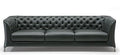 Tufted Black Real Cow Leather Sofa