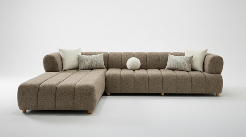 Modern Tufted Bouclé Sectional Sofa - Main View