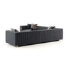 Modern Velvet Sectional Sofa – L-Shaped Plush Couch with Channel Tufting and Accent Pillows