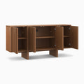 Modern Vertical Slatted Wood Sideboard - Side View