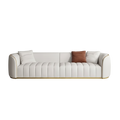Modern White Channel Tufted Sofa - Main View