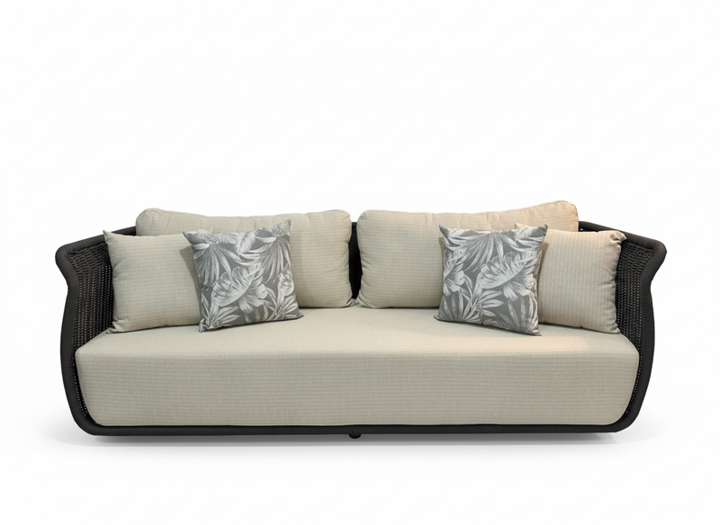 Modern Woven Outdoor Sofa Set – Aluminum & Synthetic Rope Lounge with Plush Cushions