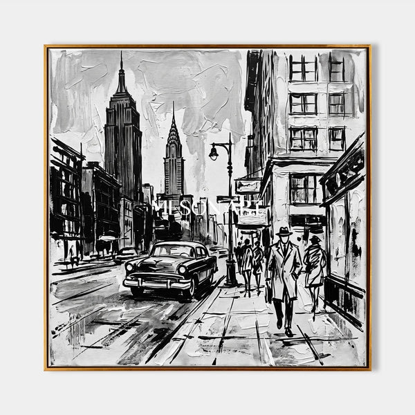 Monochrome Manhattan Street in Motion