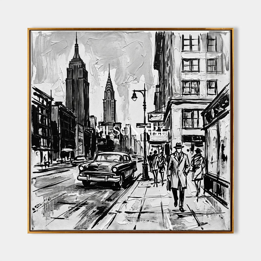 Monochrome Manhattan Street in Motion
