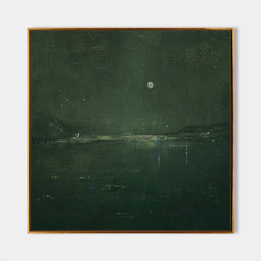 Moonlit Green Lake at Night