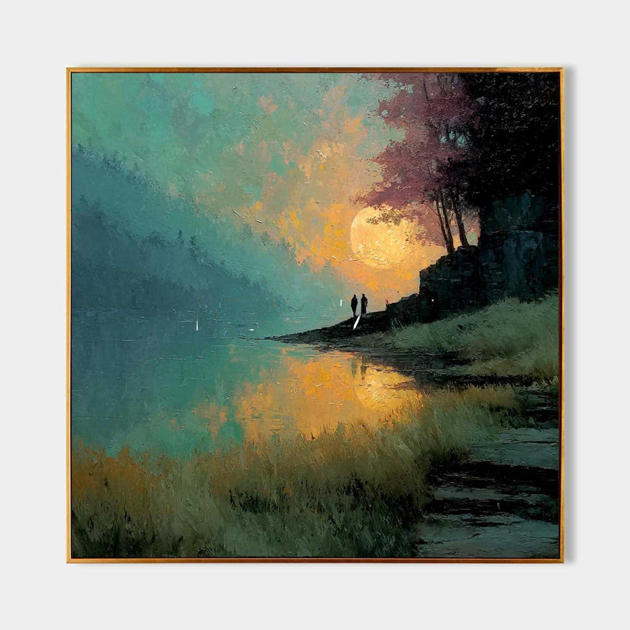 Moonrise Over a Misty Lakeshore