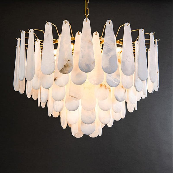 Mosaic Alabaster Cluster Chandelier with Metal Frame