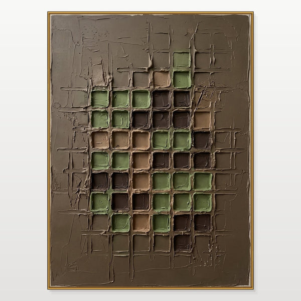Moss and Umber Textured Grid