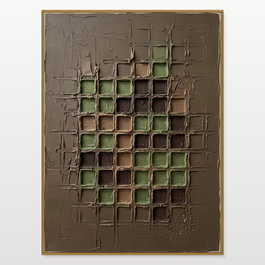 Moss and Umber Textured Grid