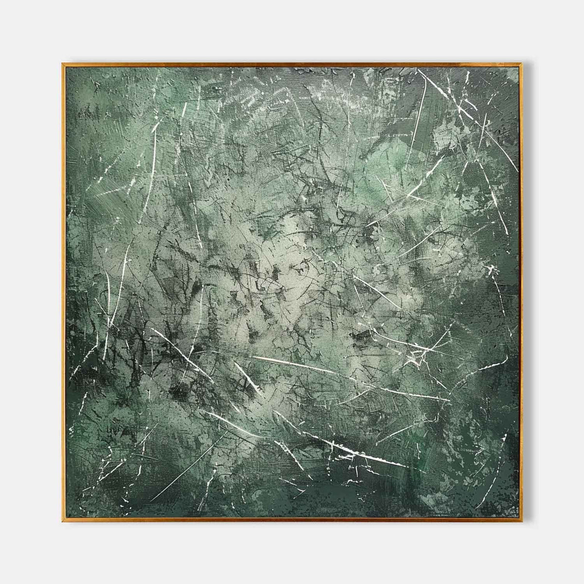 Moss Green Scratched Abstract Field