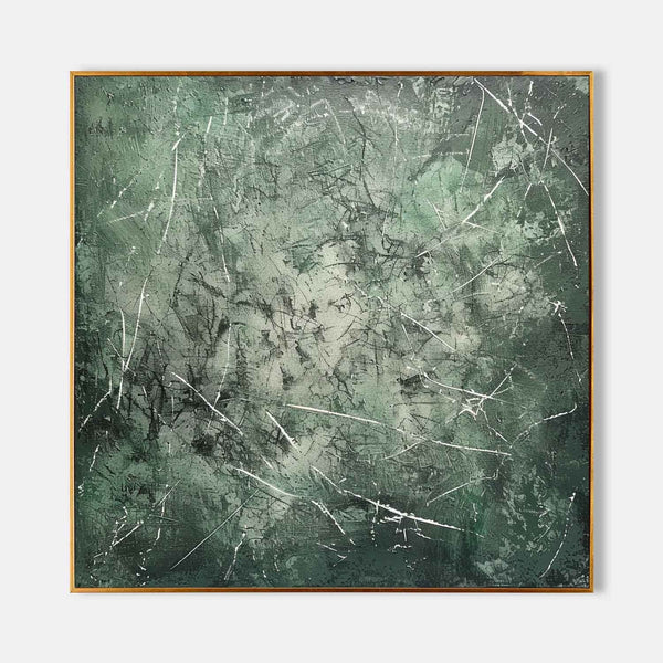 Moss Green Scratched Abstract Field