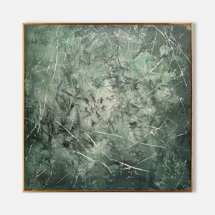 Moss Green Scratched Abstract Field