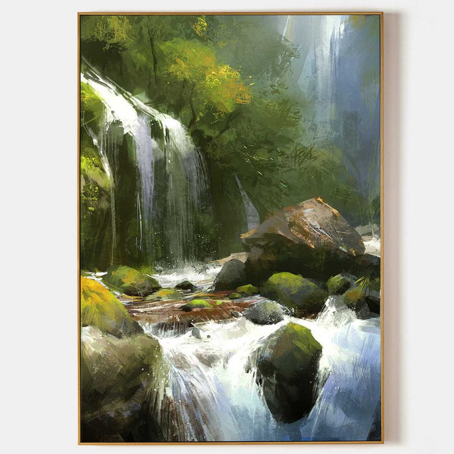 Mossy Forest Waterfall in Soft Light