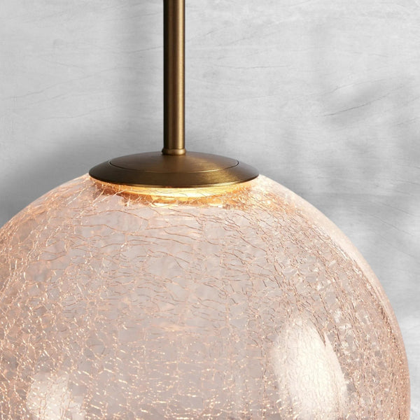 Mouth Blown Glass Globe and Satin Brass Pendant