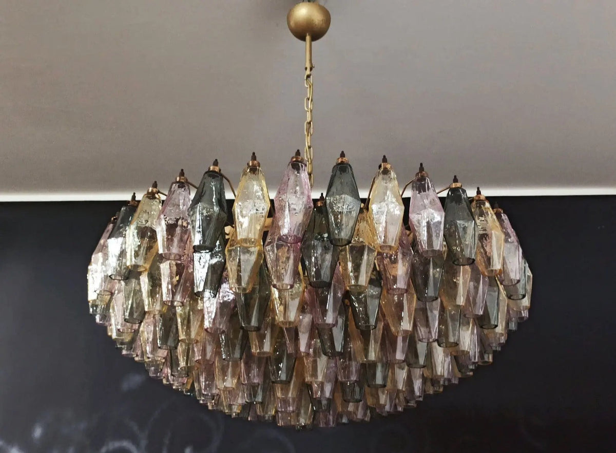 Multicolor Faceted Glass Globe Cluster Chandelier