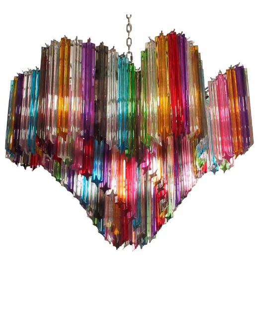 Multicolored Glass Prism Cluster Chandelier
