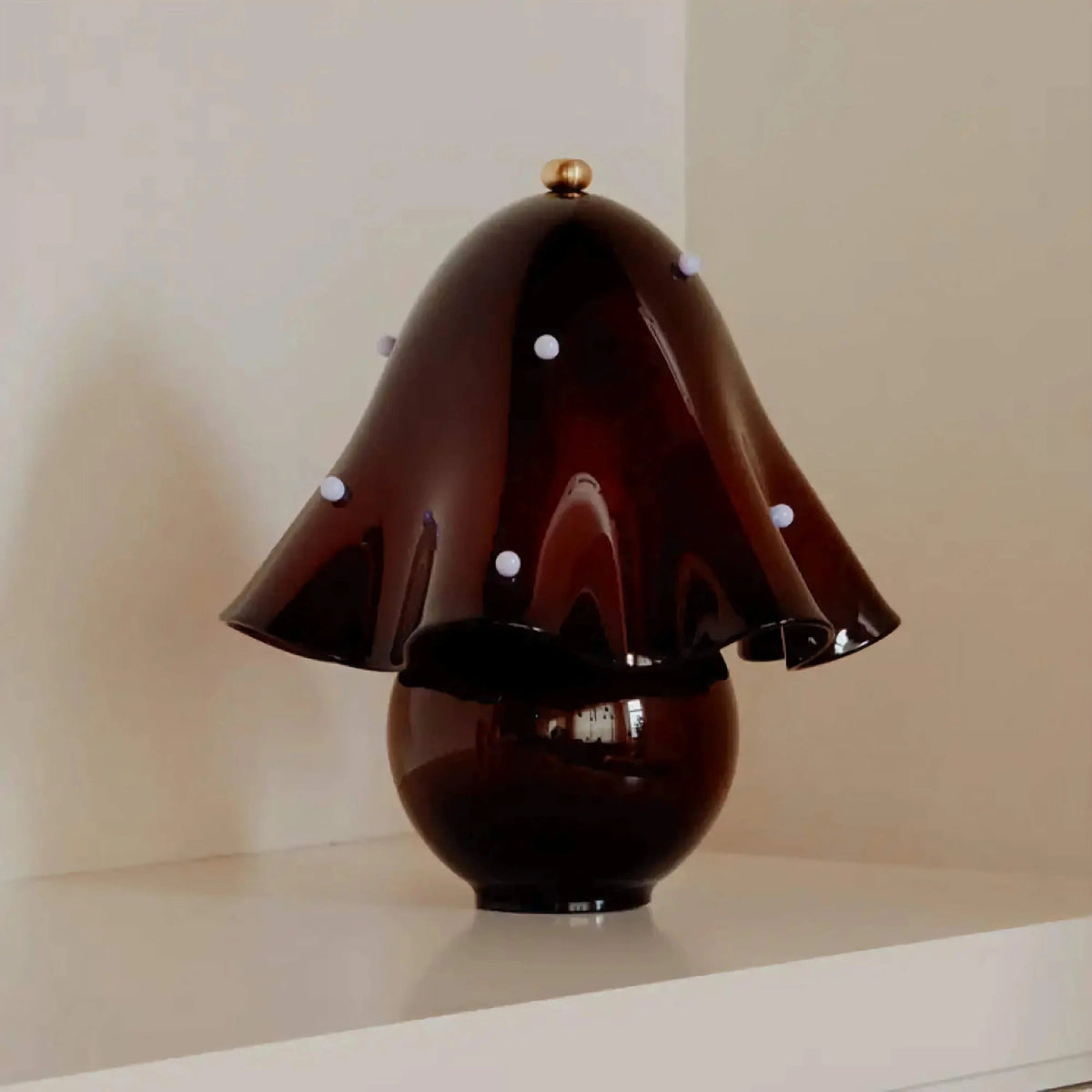 Mushroom Cap Hand-Blown Glass Bubble Table Lamp