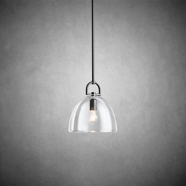 Mushroom Dome Polished Brass and Glass Pendant