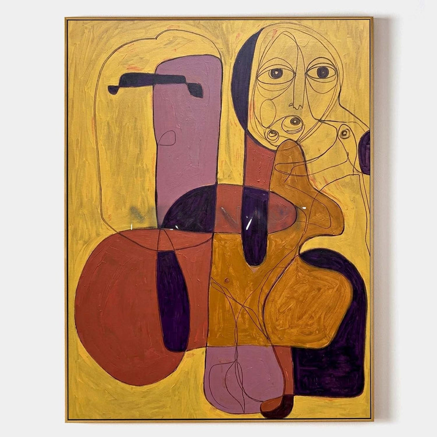 Mustard Abstract Faces in Plum