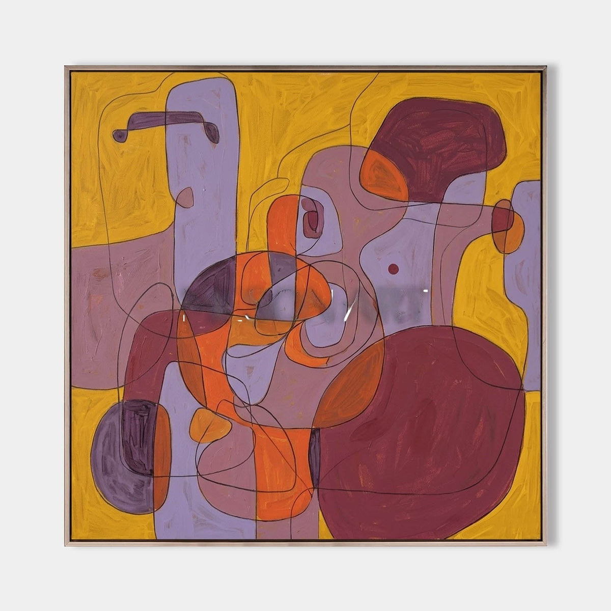Mustard and Plum Abstract Contours