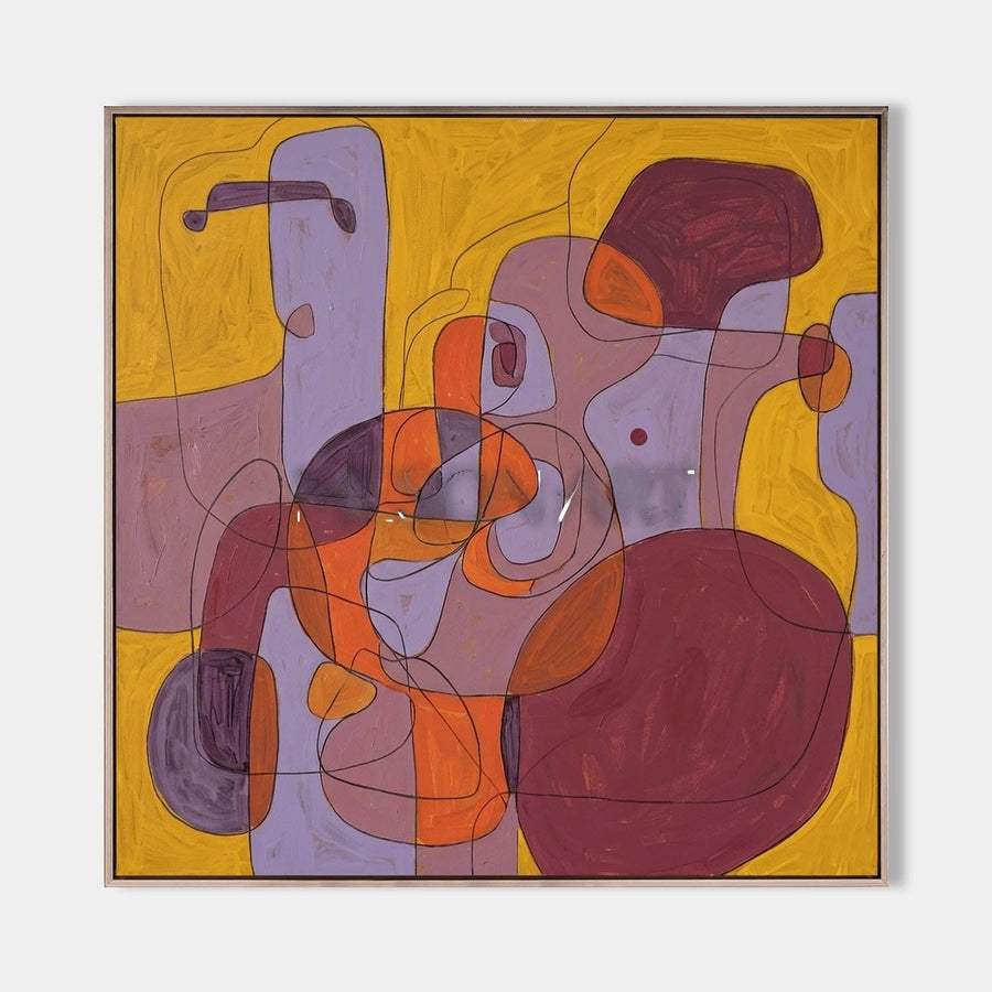 Mustard and Plum Abstract Contours