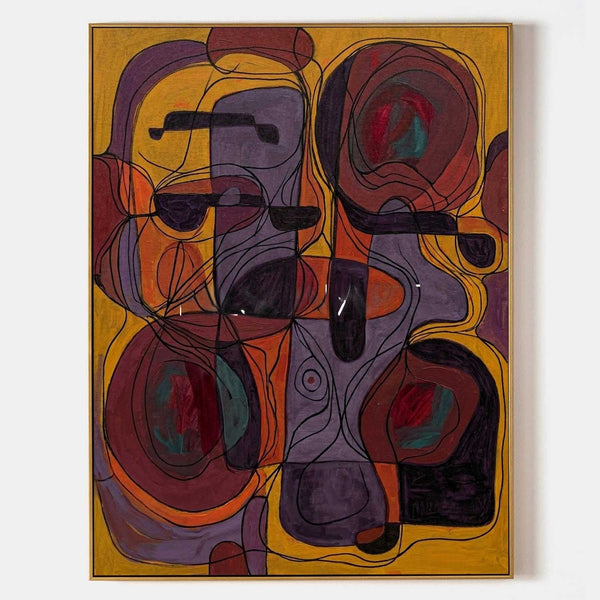 Mustard and Plum Abstract Faces